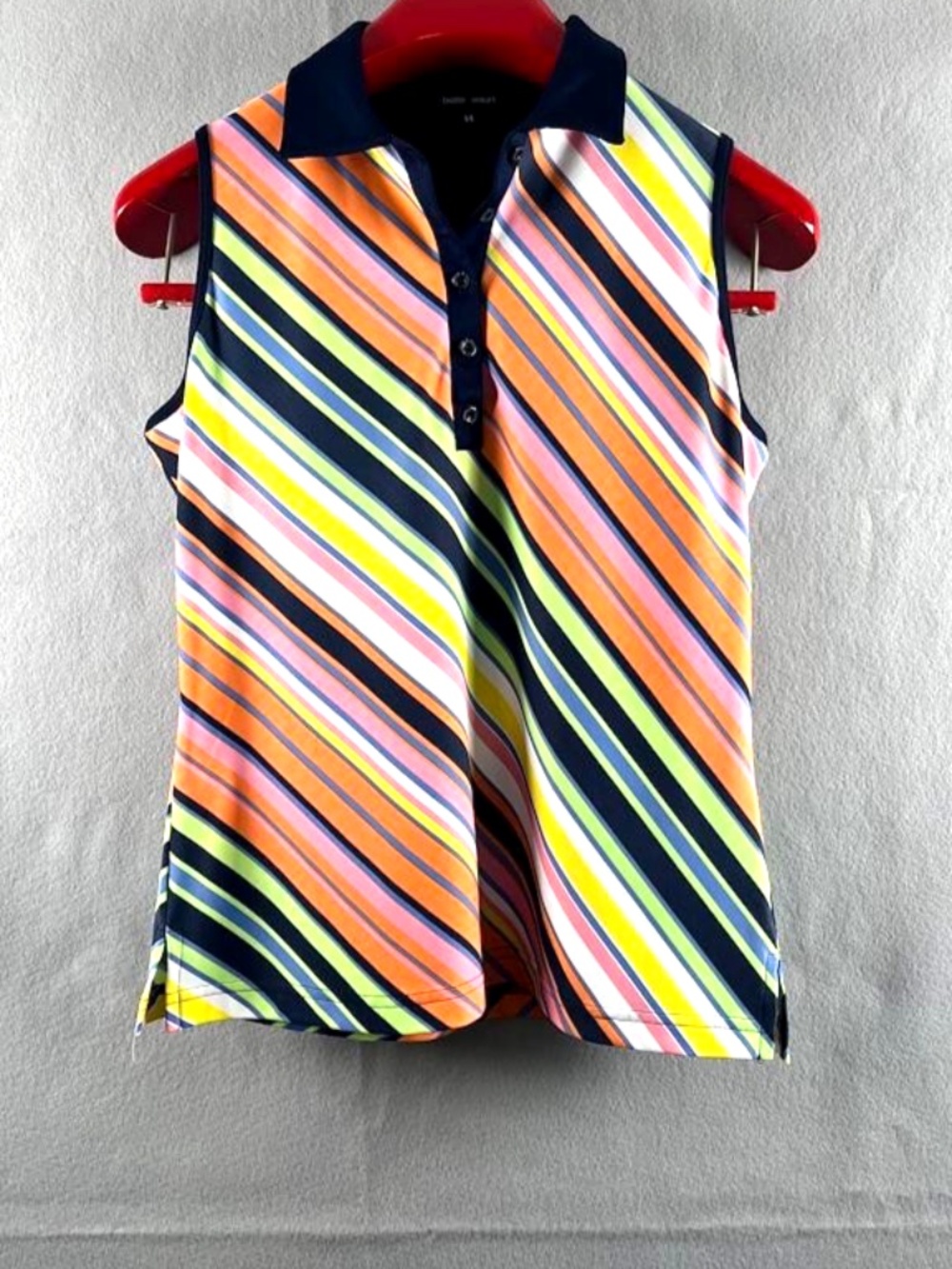 Bette & Court Women's Multicolor Striped Sleeveless Golf Polo Medium UPF50
